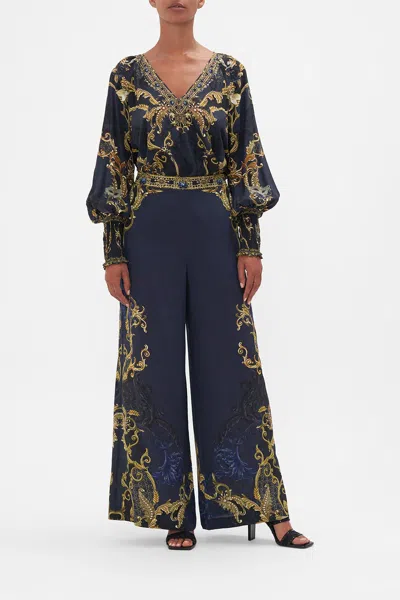 Camilla Straight Leg Relaxed Trouser Moonlight Melodies In Navy