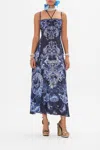 Camilla Silk Crepe Strap-detail Midi Dress In Navy