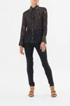 Camilla Stretch Lace Fitted Shirt Nouveau Noir In Black