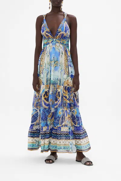 Camilla T Back Gathered Panel Dress Views Of Vesuvius In Blue