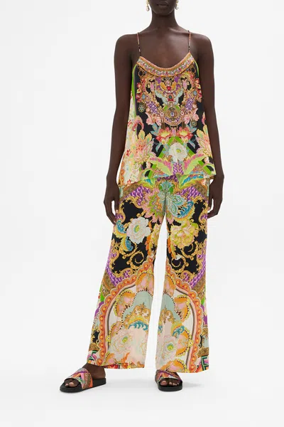 Camilla T Back Shoestring Top Sundowners In Sicily In Black/green/orange