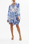 Camilla T Shape Short Kaftan Immortal Ink In Blue/white