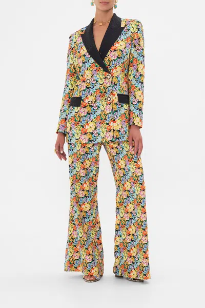 Camilla Tailored Double Breasted Jacket Sundowners In Sicily In Beige/black/green/orange