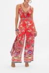 Camilla Silk Crepe Tank Top With Strap Bead Detail In Red
