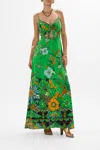 Camilla Tie Front Cut Out Maxi Dress Good Vibes Generation In Green