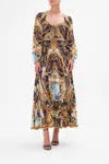 Camilla Tie Front Mid Sleeve Dress Venice Vignette In Blue/navy