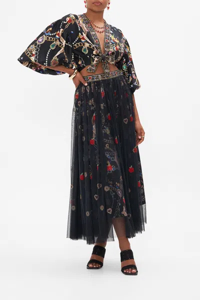Camilla Tie Front Puff Sleeve Top Happily Ever After In Black