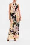 Camilla Tie Neck Long Dress Lady Of The Moon In Black