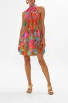 Camilla Windmills And Wildflowers Tie Neck Mini Dress