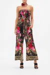 Camilla Tie Waist Strapless Jumpsuit Reservation For Love In Black/red