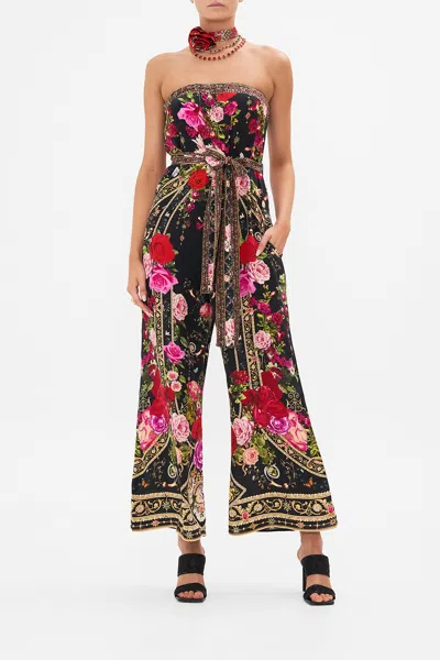 Camilla Tie Waist Strapless Jumpsuit Reservation For Love In Black/red