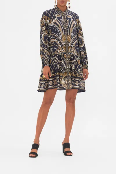 Camilla Tiered Shirt Dress Dance With The Duke In Navy