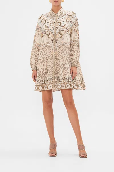 Camilla Tiered Shirt Dress Grotto Goddess In Beige