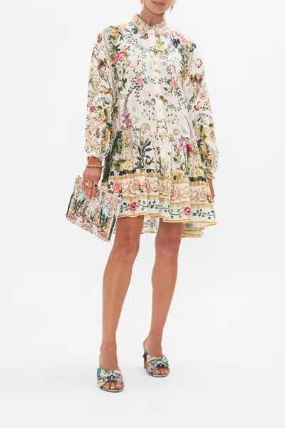Camilla Tiered Shirt Dress Renaissance Romance In Beige/green