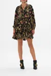 Camilla Tiered Shirt Dress Told In The Tapestry In Black