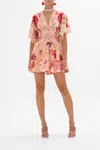 Camilla Tiered Skirt Mini Dress Blossoms And Brushstrokes