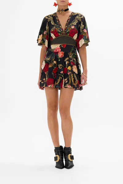 Camilla Tiered Skirt Mini Dress Magic In The Manuscripts In Black