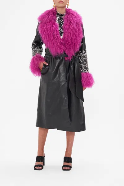 Camilla Trench With French Cuff Feline Fantasy In Black