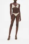 Camilla Ivory Tower Tales Crystal Triangle Bikini Top In Beige/green