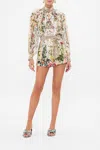 Camilla Tuck Front Short In Renaissance Romance In Beige/green/white