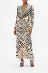 Camilla Twist Front Batwing Dress Mosaic Muse In Brown/grey