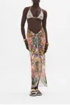 Camilla Twist Front Long Skirt Flowers Of Neptune In Green/