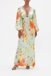 Camilla Floral-print Cut-out Dress In Green