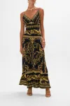 Camilla V Neck Full Length Bias Slip Dress Once Upon A Time In Black