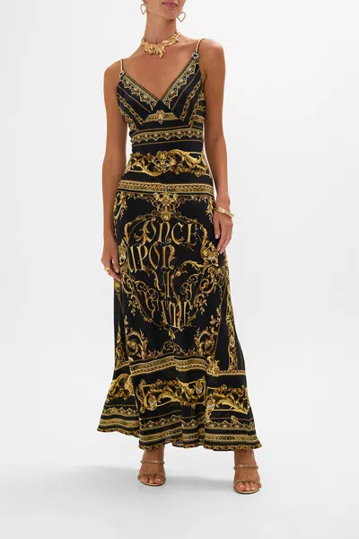 Camilla V Neck Full Length Bias Slip Dress Once Upon A Time In Black