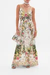 Camilla Floral Embellished Silk Maxi Dress In Beige/green/white