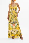 Camilla Floral Silk Long Bias Slip Dress With Train