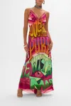 Camilla V Neck Long Bias Slip Dress With Train Pure Prism