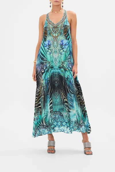 Camilla V Neck Racerback Dress Azure Allure In Blue