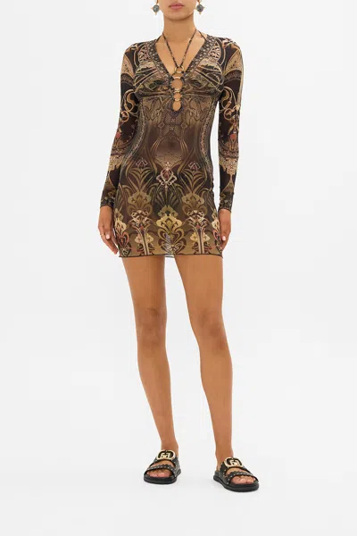 Camilla V-neck Ring Front Cover Up Dress Nouveau Noir In Black