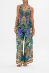 Camilla V Neck Top With Knot Back Fan Dance In Green