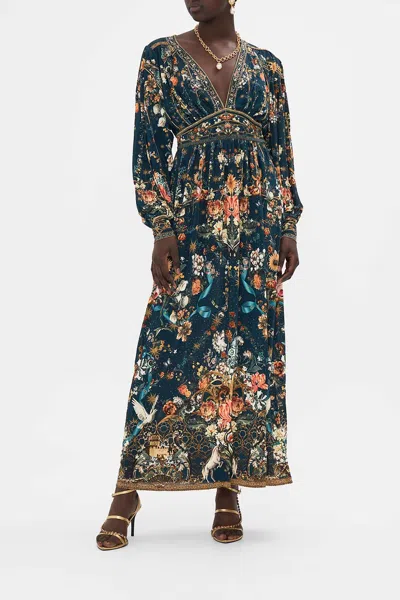 Camilla V Neck Waisted Jersey Dress She Who Wears The Crown In Green