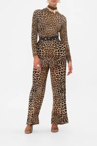 Camilla Velvet Straight Leg Relaxed Trouser Soul Of A Star Gazer In Black/brown