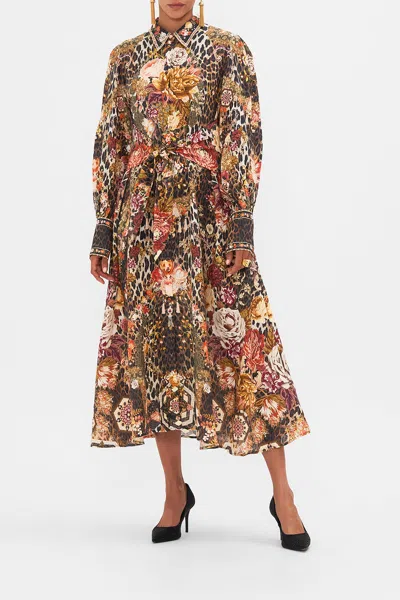 Camilla Waist Tie Shirt Dress Born In Bruges In Brown