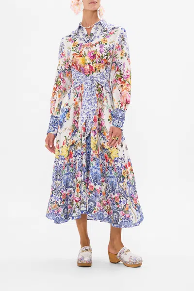 Camilla Waist Tie Shirt Dress Dutch Is Life In Blue/white