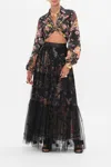 Camilla Waistband Ruffle Hem Skirt Letters From A Vineyard In Black