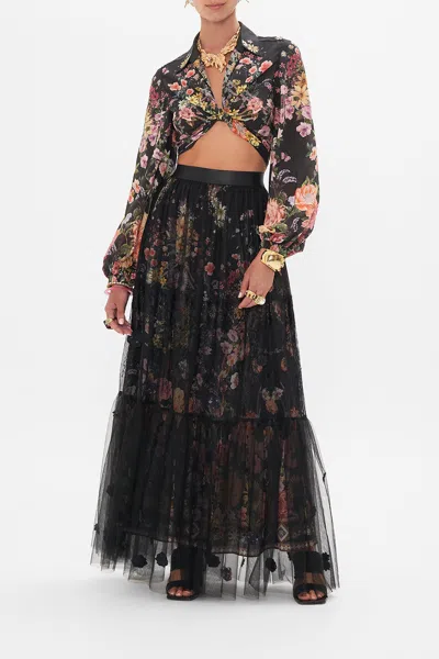 Camilla Waistband Ruffle Hem Skirt Letters From A Vineyard In Black