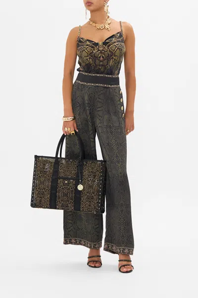 Camilla Wide Leg Pant With Buttons Nouveau Noir In Black