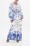 Camilla Wide Leg Trouser With Front Pockets Immortal Ink In Blue/white