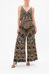 Camilla Wide Leg Trouser With Front Pockets Masked At Moonlight In Black