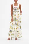 Camilla Wide Leg Waisted Pant Caterina Spritz In Beige/