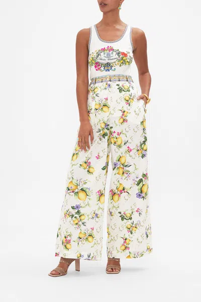 Camilla Wide Leg Waisted Pant Caterina Spritz In Beige/