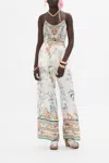 Camilla Floral Linen Wide-leg Pants In White