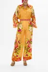 Camilla The Flower Child Society Wide-leg Silk Trousers In Orange