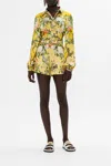 Camilla Wide Waistband Floral Linen Shorts