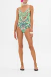 Camilla Porcelain Dream Crystal Wired V-neck One-piece Swimsuit In Green